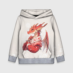 Толстовка-худи детская Красный дракон в свитере, цвет: 3D-меланж