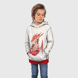 Толстовка-худи детская Красный дракон в свитере, цвет: 3D-красный — фото 2