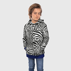 Толстовка-худи детская Шкура зебры черно - белая графика, цвет: 3D-синий — фото 2