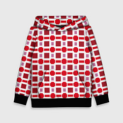 Толстовка-худи детская Красные кирпичики и белые полосы, цвет: 3D-черный