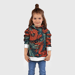 Толстовка-худи детская Красный и серый дракон, цвет: 3D-белый — фото 2