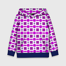 Толстовка-худи детская Фиолетовые кирпичики и белые полосы, цвет: 3D-синий