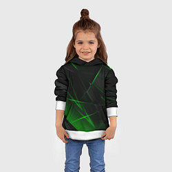 Толстовка-худи детская Зелёные узоры текстура, цвет: 3D-белый — фото 2