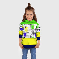 Толстовка-худи детская Узор из полос желтого и зеленого цвета, цвет: 3D-синий — фото 2