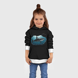 Толстовка-худи детская Акула в овале, цвет: 3D-белый — фото 2