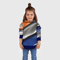 Толстовка-худи детская Разноцветные полоски, цвет: 3D-синий — фото 2