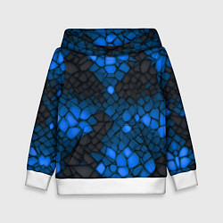 Толстовка-худи детская Синий трескающийся камень, цвет: 3D-белый