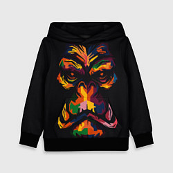 Толстовка-худи детская Морда гориллы поп-арт, цвет: 3D-черный