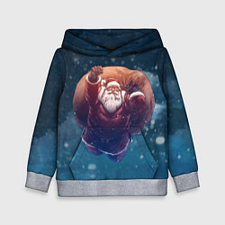 Толстовка-худи детская Летящий Санта, цвет: 3D-меланж