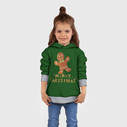 Толстовка-худи детская Пряничный человечек желает счастливого рождества, цвет: 3D-меланж — фото 2