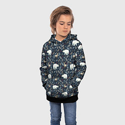 Толстовка-худи детская Акварельные медведи и олени, цвет: 3D-черный — фото 2