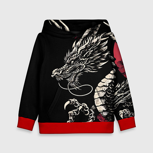 Детская толстовка Japanese dragon - irezumi - art / 3D-Красный – фото 1