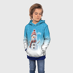 Толстовка-худи детская Веселый снеговичок, цвет: 3D-синий — фото 2