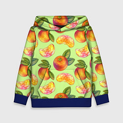 Толстовка-худи детская Мандарины с дольками, цвет: 3D-синий
