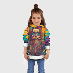 Толстовка-худи детская Стильный хиппи в очках, цвет: 3D-белый — фото 2