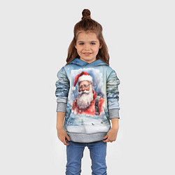 Толстовка-худи детская Санта на фоне леса, цвет: 3D-меланж — фото 2
