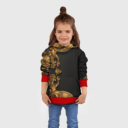 Толстовка-худи детская Золотые объемные узоры, цвет: 3D-красный — фото 2