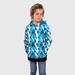 Толстовка-худи детская Синие и белые фигуры, цвет: 3D-черный — фото 2