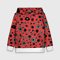 Толстовка-худи детская Розовый цвет: глазики-косоглазики, цвет: 3D-белый