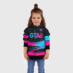 Толстовка-худи детская GTA6 - neon gradient посередине, цвет: 3D-черный — фото 2