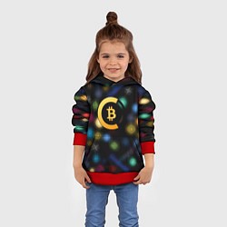 Толстовка-худи детская Bitcoin logo criptomoney, цвет: 3D-красный — фото 2
