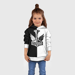 Толстовка-худи детская Волки и молот Тора, цвет: 3D-белый — фото 2