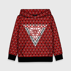 Толстовка-худи детская Красные и чёрные треугольники, цвет: 3D-черный