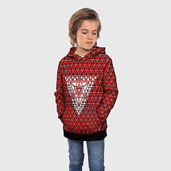 Толстовка-худи детская Красные и чёрные треугольники, цвет: 3D-черный — фото 2