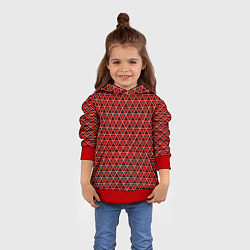 Толстовка-худи детская Красные и чёрные треугольники, цвет: 3D-красный — фото 2