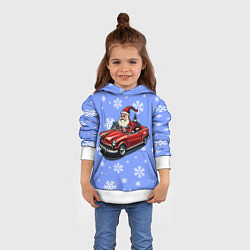 Толстовка-худи детская Дед Мороз едет на машине, цвет: 3D-белый — фото 2