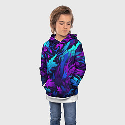 Толстовка-худи детская Абстрактный камуфляж в кислотных абстрактных пятна, цвет: 3D-белый — фото 2