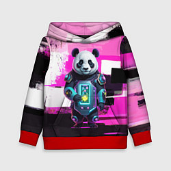 Толстовка-худи детская Funny panda - cyberpunk, цвет: 3D-красный