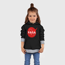 Толстовка-худи детская NASA redlogo space usa, цвет: 3D-меланж — фото 2