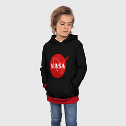 Толстовка-худи детская NASA redlogo space usa, цвет: 3D-красный — фото 2