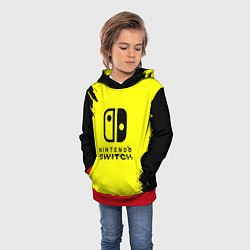 Толстовка-худи детская Nintendo switch краски на жёлтом, цвет: 3D-красный — фото 2