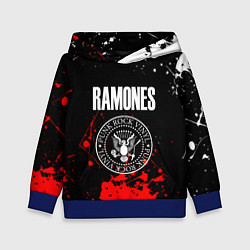 Толстовка-худи детская Ramones краски метал группа, цвет: 3D-синий