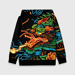 Толстовка-худи детская Japanese neon dragon - irezumi, цвет: 3D-черный