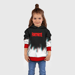 Толстовка-худи детская Fortnite flame glitch, цвет: 3D-красный — фото 2
