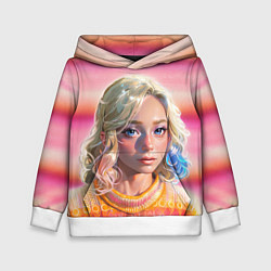 Толстовка-худи детская Энид Синклер - арт и текстура розового свитера, цвет: 3D-белый