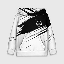 Толстовка-худи детская Mercedes benz краски чернобелая геометрия, цвет: 3D-белый