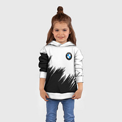 Толстовка-худи детская BMW чёрные штрихи текстура, цвет: 3D-белый — фото 2