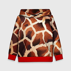 Толстовка-худи детская Пятнистый мех жирафа, цвет: 3D-красный