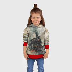 Толстовка-худи детская Паровоз с красной звездой, цвет: 3D-красный — фото 2