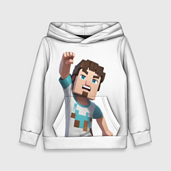 Толстовка-худи детская Майнкрафт Стив с кулаком, цвет: 3D-белый
