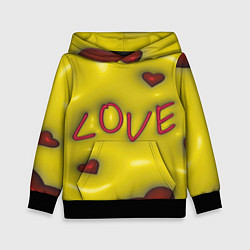 Толстовка-худи детская Love эффект раздувания, цвет: 3D-черный