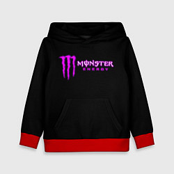 Толстовка-худи детская Monster energy фиолетовый логотип, цвет: 3D-красный