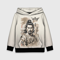 Толстовка-худи детская Vintage samurai, цвет: 3D-черный