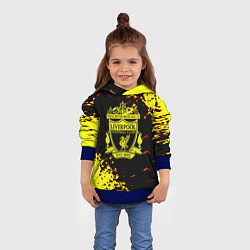 Толстовка-худи детская Liverpool жёлтые краски текстура, цвет: 3D-синий — фото 2