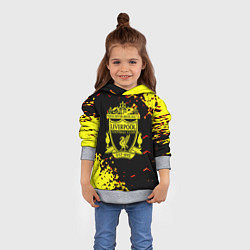 Толстовка-худи детская Liverpool жёлтые краски текстура, цвет: 3D-меланж — фото 2