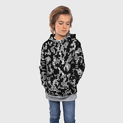 Толстовка-худи детская Капли жидкого металла - камуфляж на чёрном, цвет: 3D-меланж — фото 2